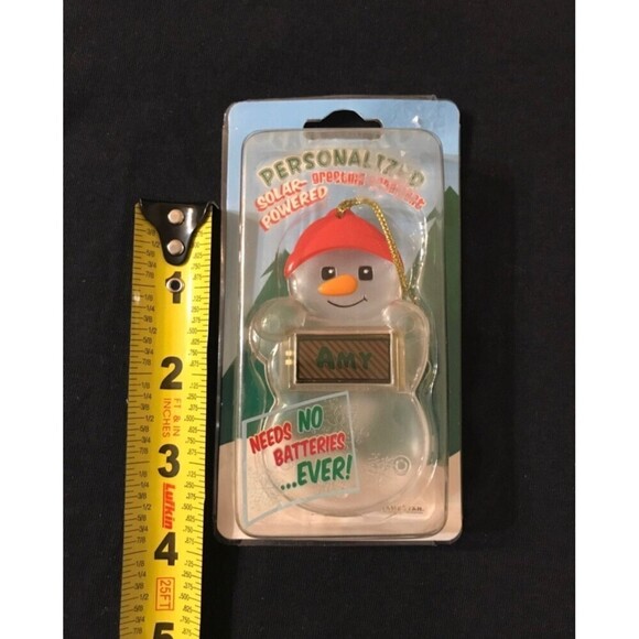 Vintage Snowman Personalized “ Amy “ Solar Christmas Ornament Gift Tag - Picture 3 of 5